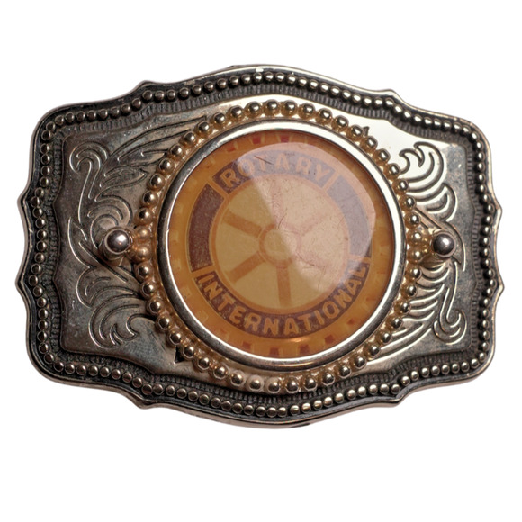 VTG Rotary International Belt Buckles Western Ornate Collectible Oval Centerpice - Picture 3 of 7